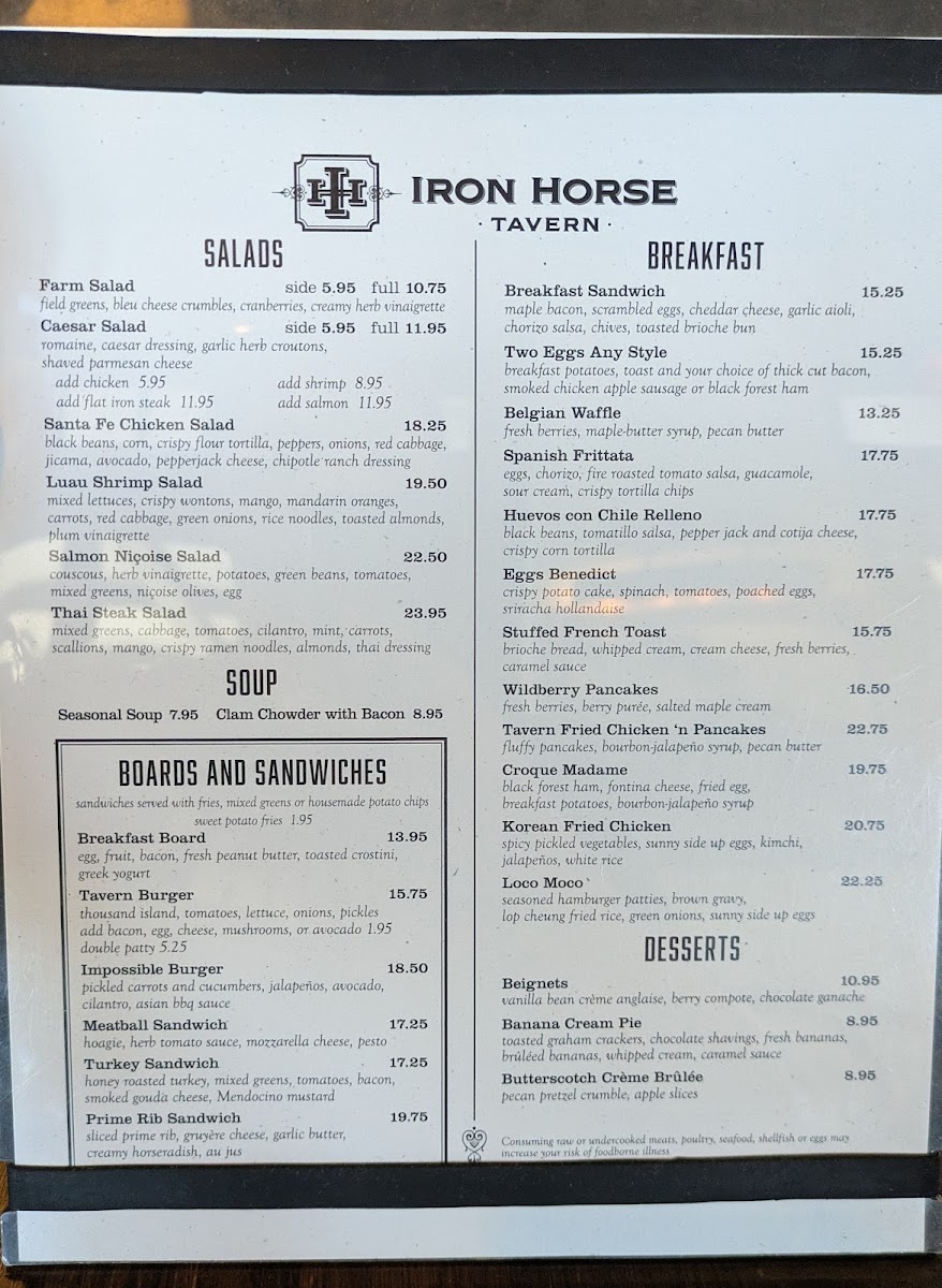 Menu Iron Horse Tavern Folsom-2